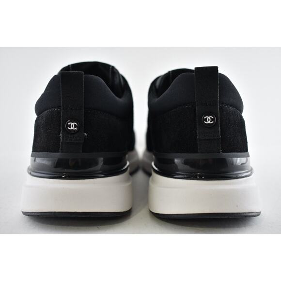 Chanel 22P Mens Black White Suede CC Logo Low Top Lace Up Trainer Sneaker 45 12 - Picture 11 of 12